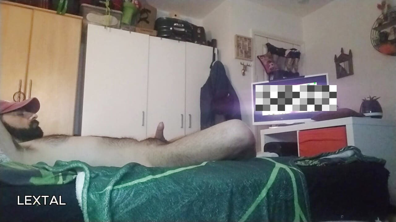 Lextalon jerks off on bed watching porn on TV - Until Hot Cumshot