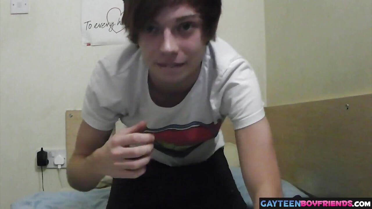 Cute college boy plays with his hot twink dick