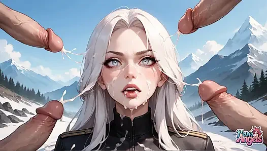 Snowy summit 4-penise Semen Spray orgie