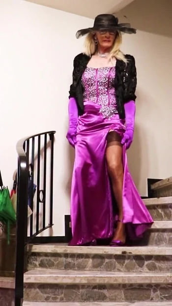 Must-share moment from "Wanking Lady In Shiny Satin And Nylon Stockings"