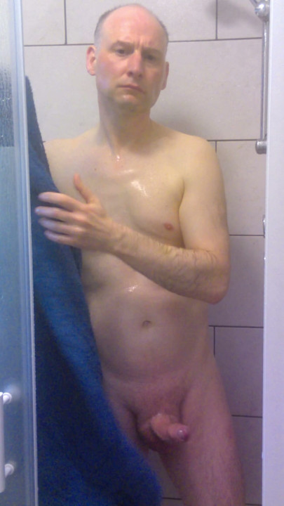 British man wanking in the shower getting horny then rubbing himself dry with a towel | Clip 3
