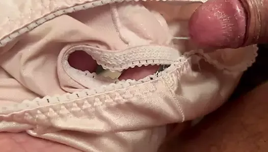 Jerking off in mater inlaws pink issy satin panties