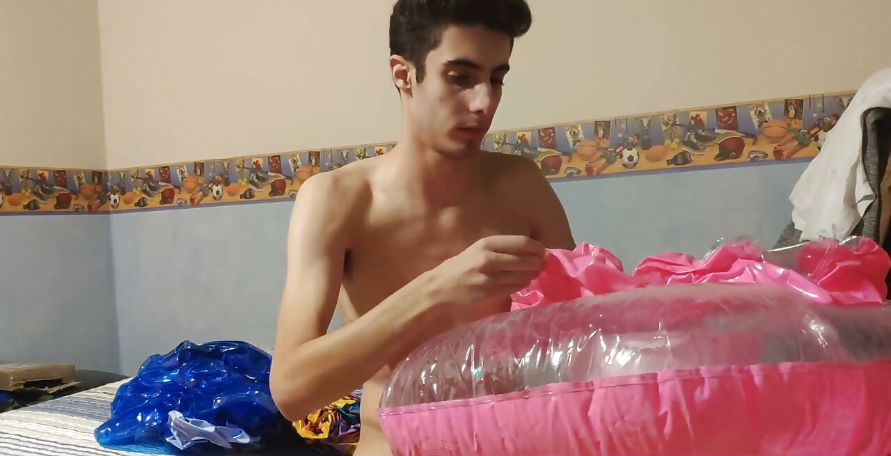 Blowing up Many Inflatable While Jerking off!