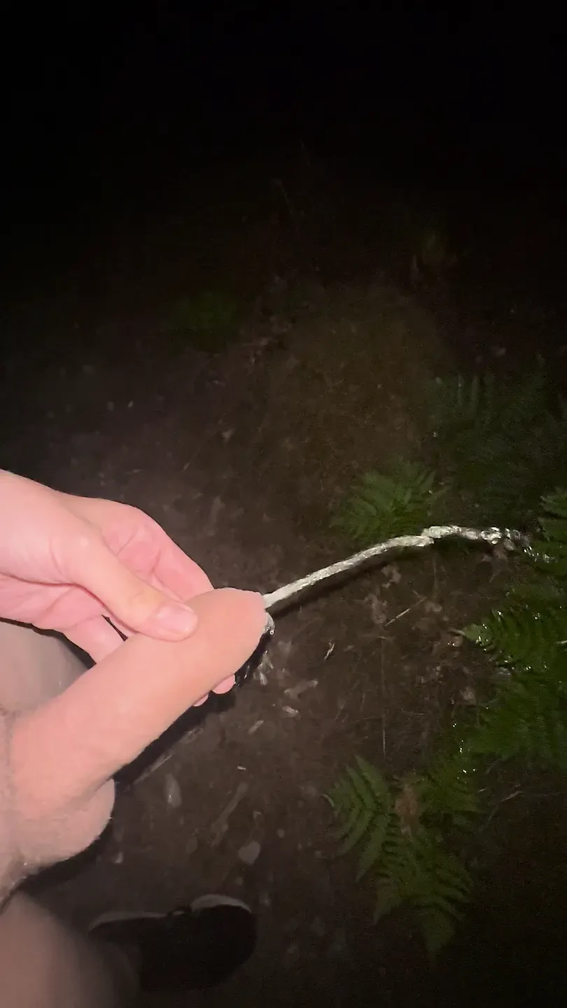 Young boy walking naked outdoors
