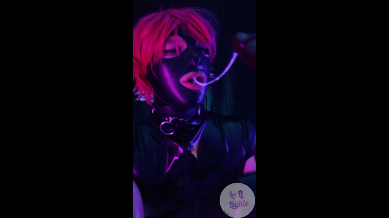 Black Latex Pink Hair Short 004