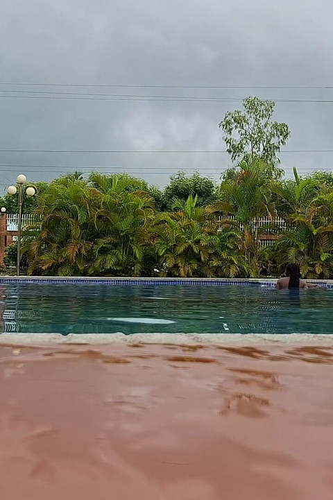 Sperm Floating in the Pool, Hard Sex in the Water, Double Orgasm