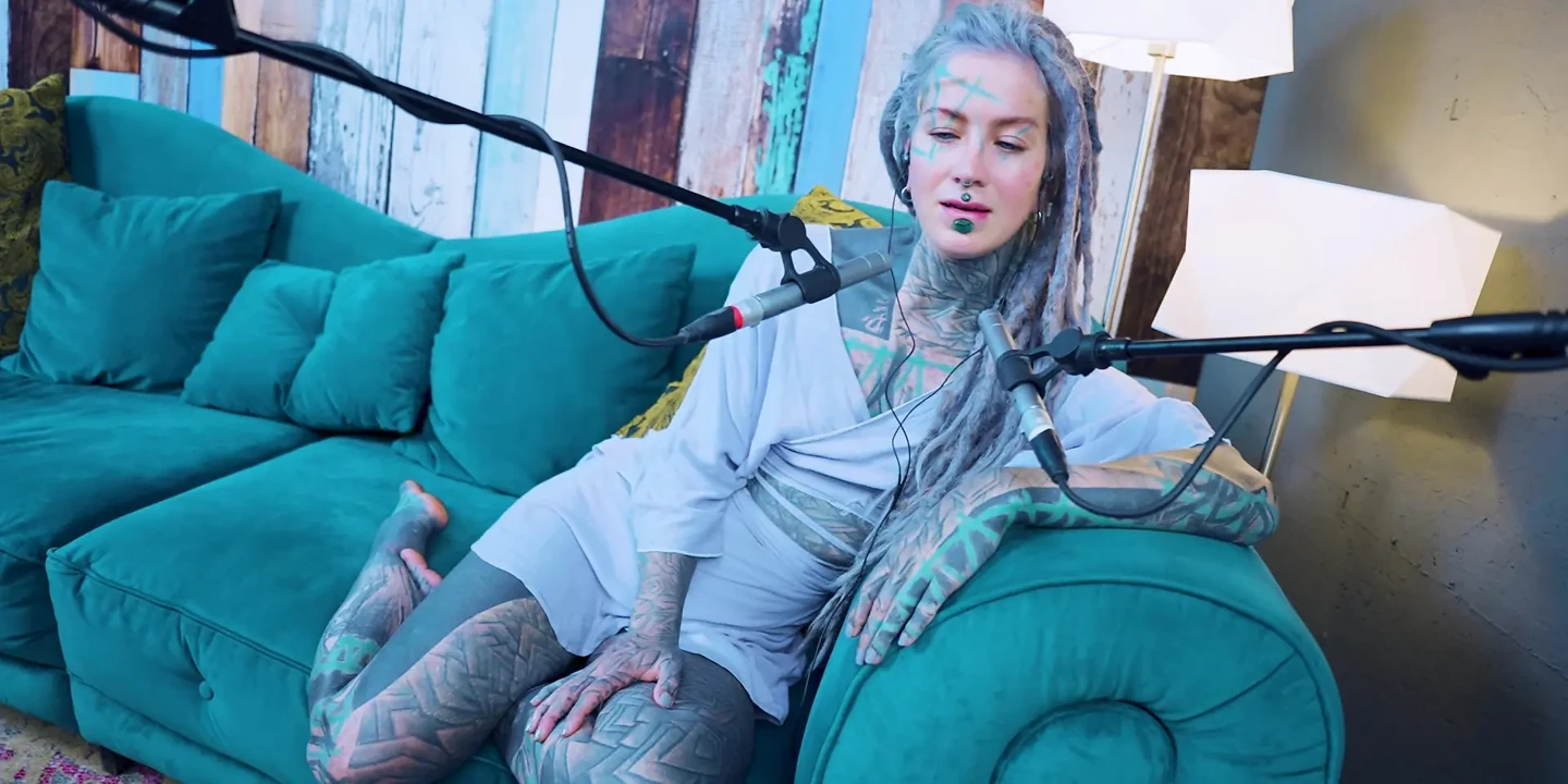 I talk about N - Needed - ASMR podcast SFW talking goth skinny girl dreadlocks tattoo model inked girl