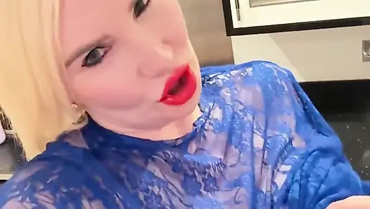 Голубые кружева, голубой ПВХ раздвигает, позволь мне сидеть на твоем лице, как это