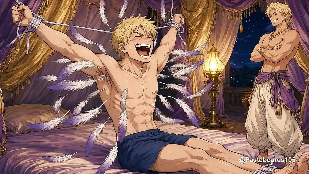 魔神の羽根 - 絹に縛られ、魔力の羽根がワキの下をくすぐる (2Dアニメ)