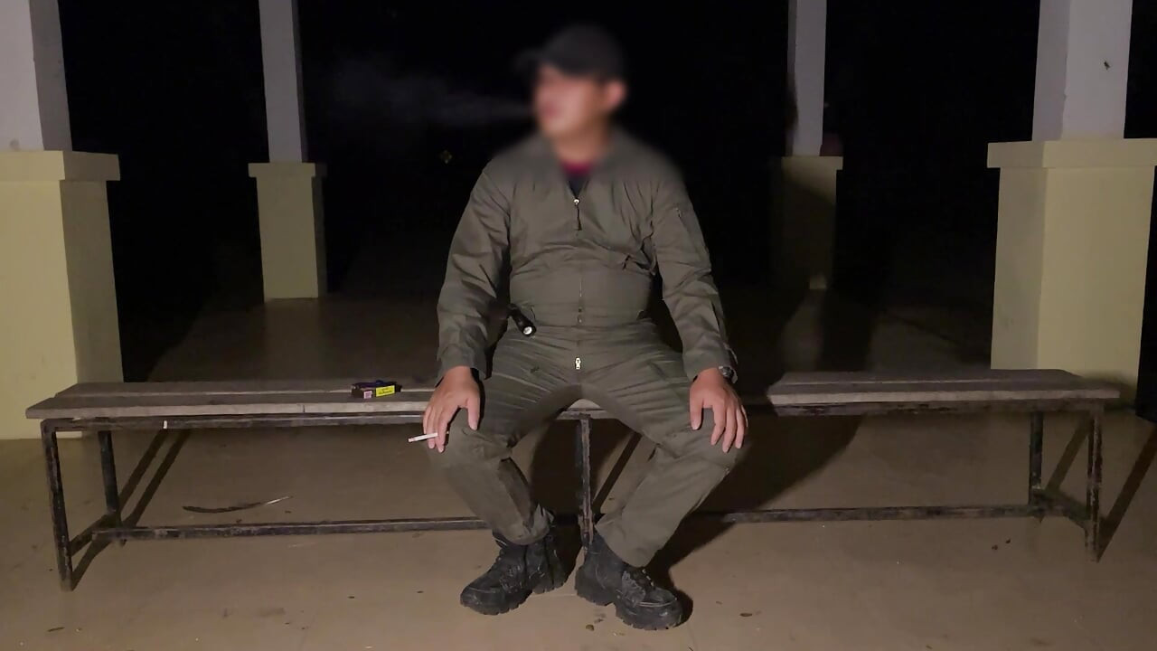 After work is done decide to jerk off in my mechanic jumpsuit and shoot a creamy load - wet with precum lube