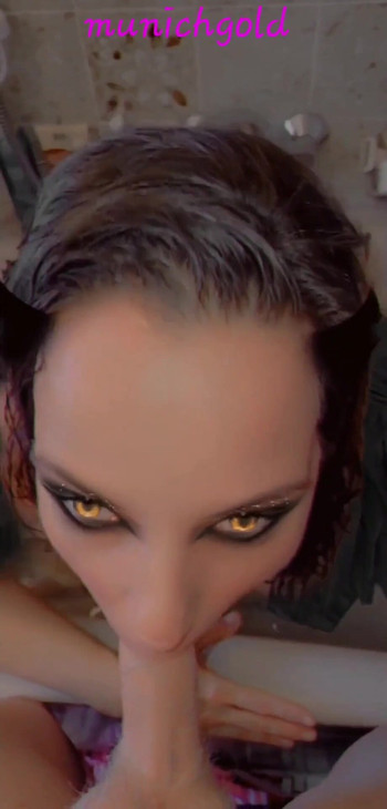 Stunning moment from "devilish blowjob with angel wings..Snapchat fun in the bathtub"
