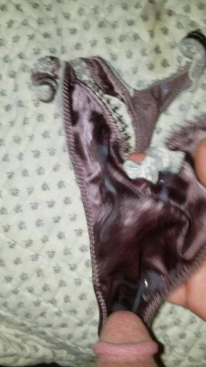 Wanking with creamy satin panties