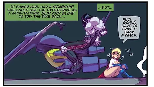 Power Girl X Lobo - super babe rides BIG FAT HOG