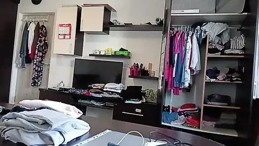 Sexy Brunette Doing Naked Chores Around the House.