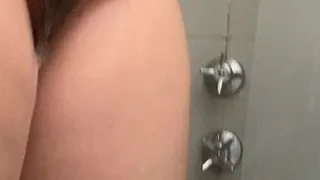 unshaved wife is showering