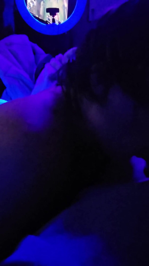 Naked sucking cock under black light got mouthful | Clip 2