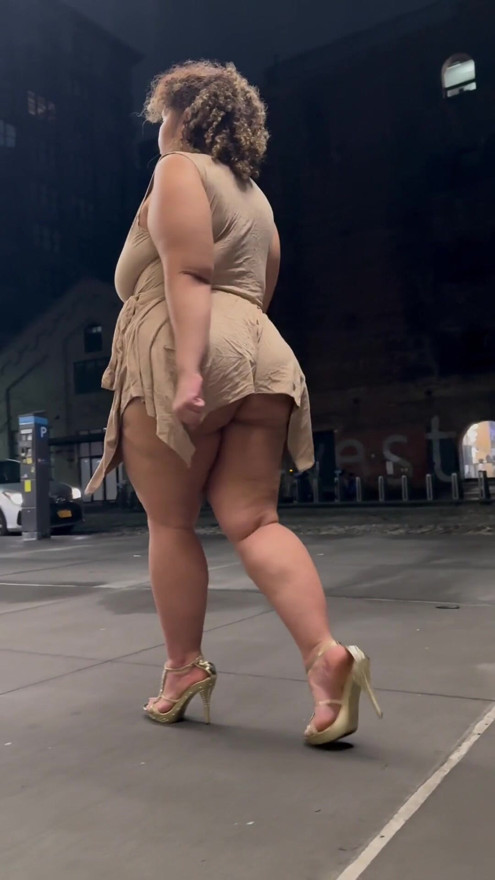 Boricua Mami Thick Legs Fat Ass Big Booty BBW Angie Love LookALike Femdom Candid Walking With A Switch High Heels | Clip 1