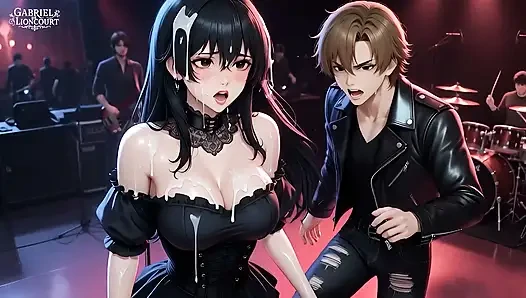Goth Girl Fan Fucks Rockstar Backstage  - Hentai