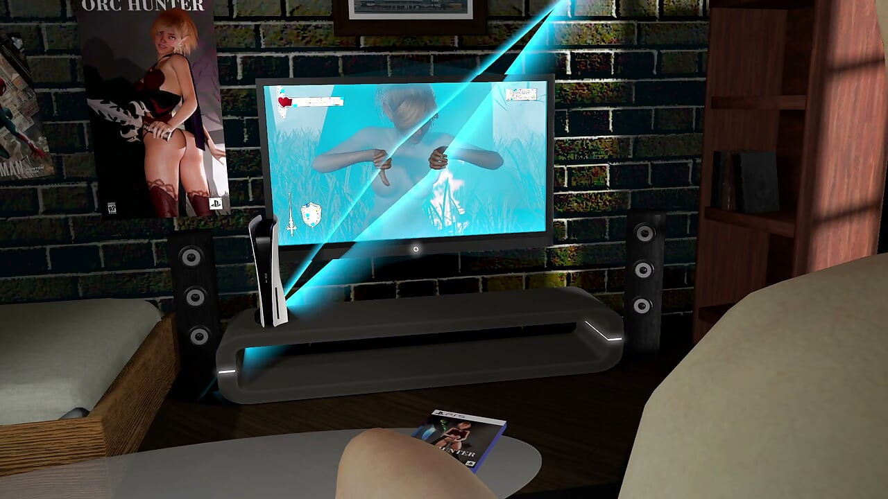 Gamer tarado fode a personagem do jogo que sai da tela