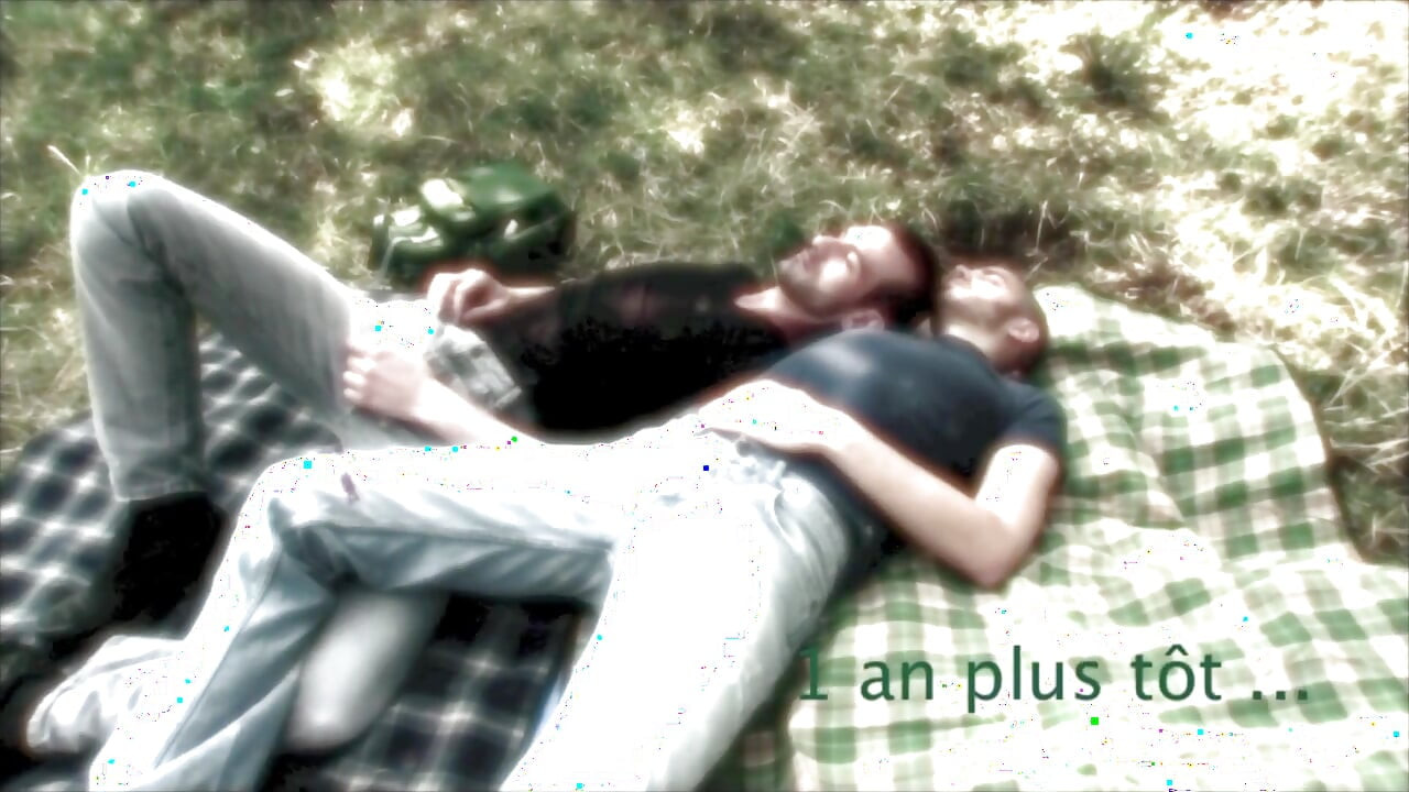 Little gay couple make love on fresh grass