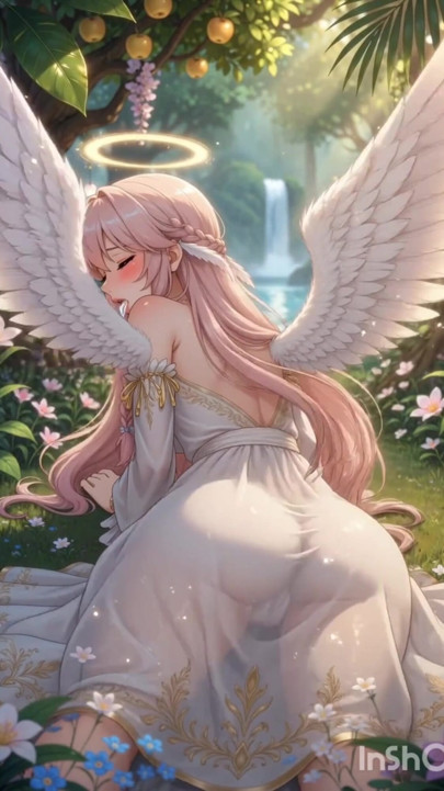 Hentai angel with big boobs masturbates | Clip 1