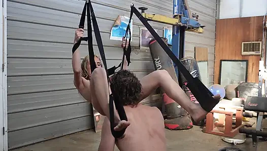 Petite Blonde Gets Massive Facial In Sex Swing