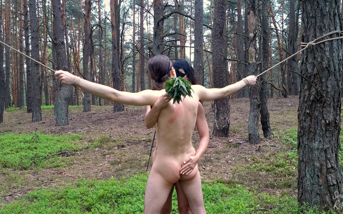 Naughty Boy Gets Punished with Nettles in the Middle of a Forest!