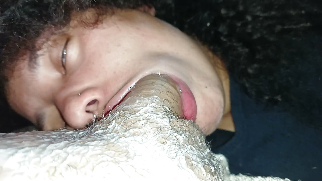 Smearing a slut's greedy mouth with lots of cum.