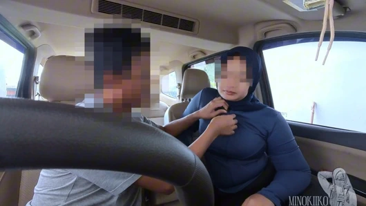 Asian Hijab Fitness Girl Doing Blowjob to Drink Cum For Boost Her Stamina In The Car - Minokiiko