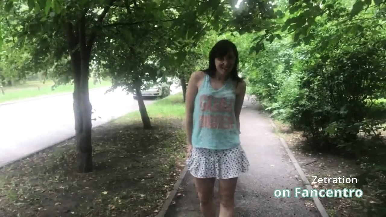 Gorgeous brunette naughty in your park without panties!