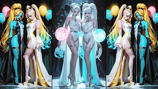 Аниме получает сперму, поцелуй со спермой и глотает