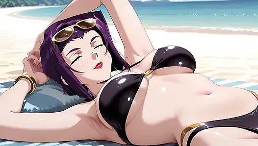Faye Valentine Sunbathing Turns Into Beach Sex. Faye Valentine Hentai Cosplay