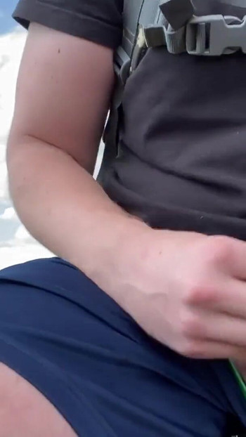 Key moment from "Huge cumshot while cycling, public masturbation"