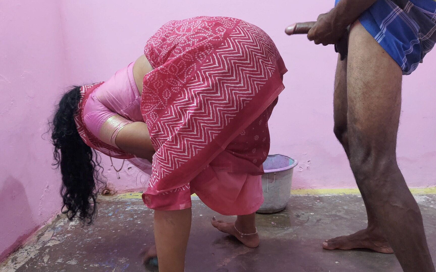 Stepaunty is cleaning the floor when a young boy has sex with her