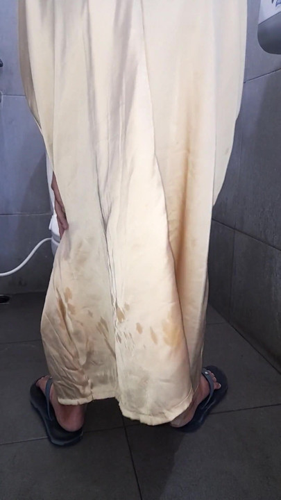 Satin Gold Long Dress Masturbation Cum | Clip 1