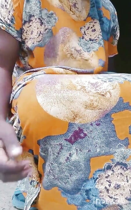 Sexy Kenyan Shemale Jerking off Her Big Dick Outside