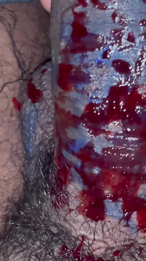My Hard black cock with red colour cone | Clip 3
