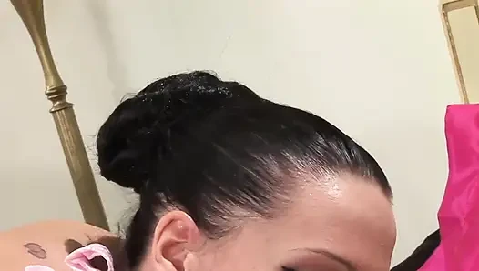 At the end she made her lover eat the creampie from another dude