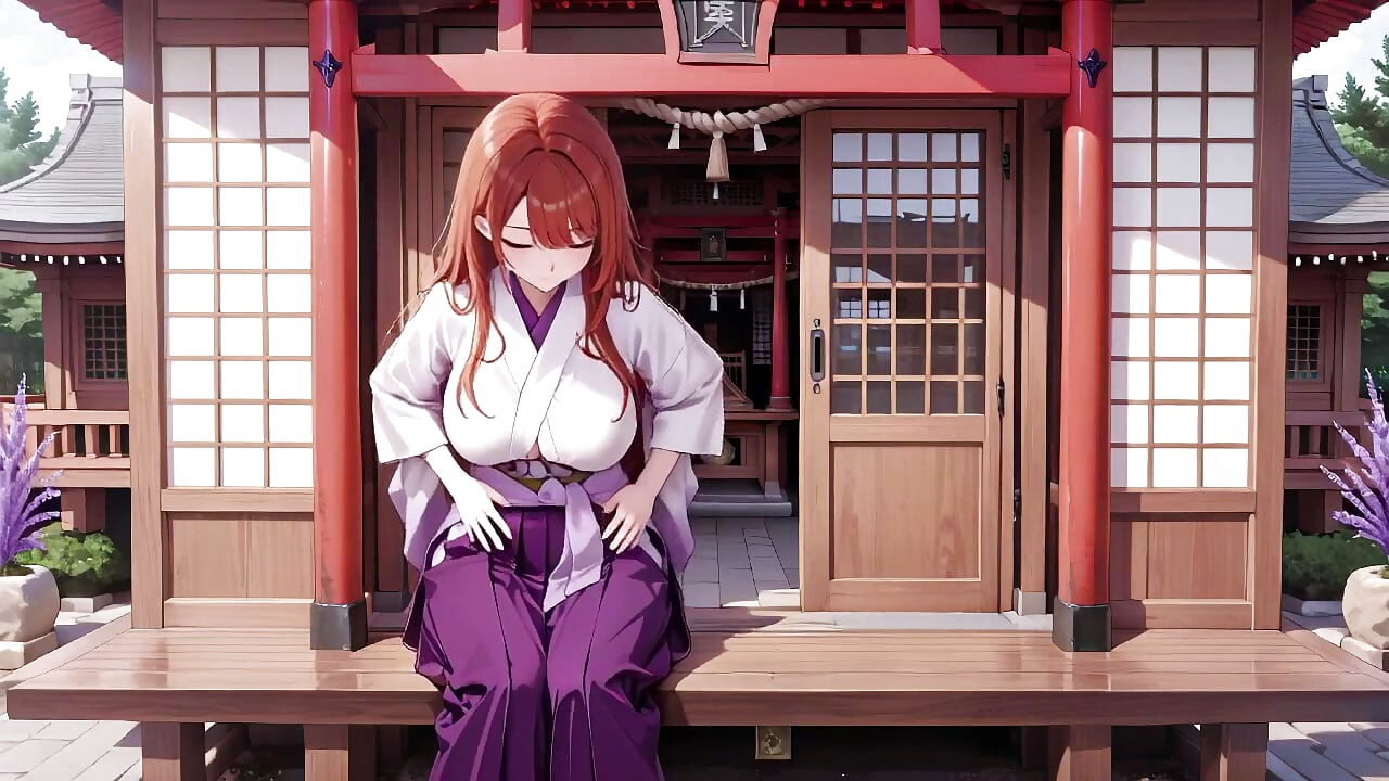 赤毛巫女!深V着物が濡れ、静けさから狂気へと咲き誇る朱の鳥居回廊!