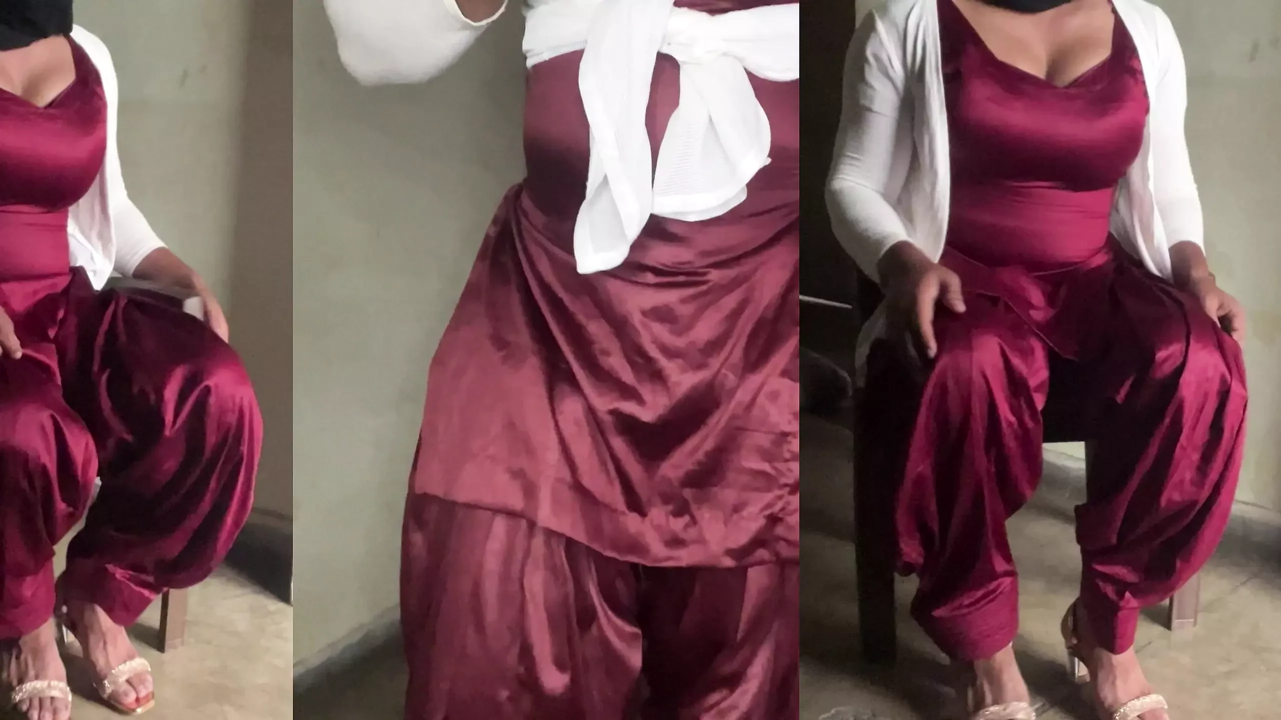 Mặc quần áo satin silk salwar