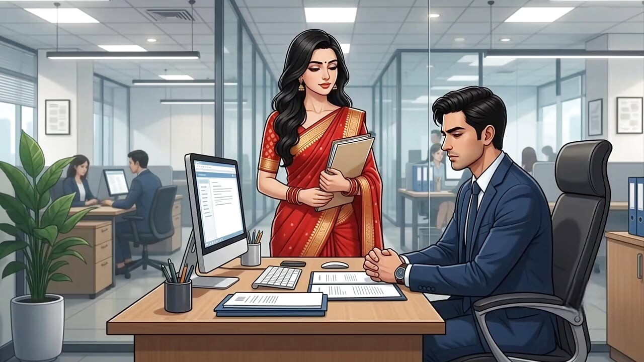 Indian secretary marries hardcore Dia in the night office promotion animation