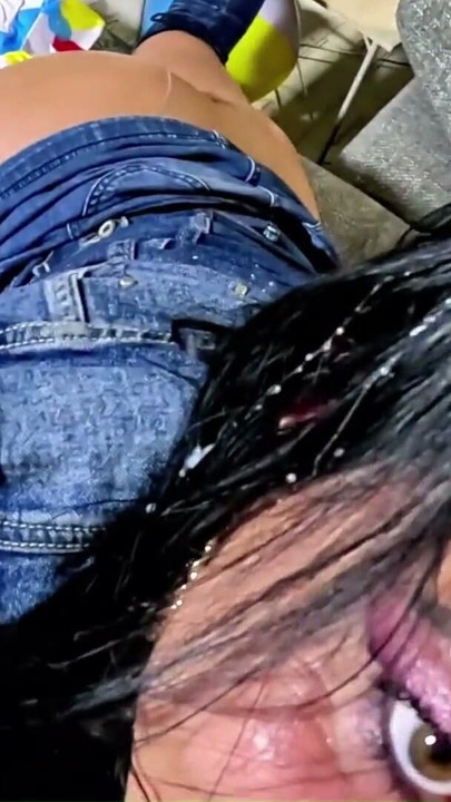 Dominant Denim MILF Beach Ball Fetish. Deepthroat, Popping, Doggy and Double Cum | Clip 1