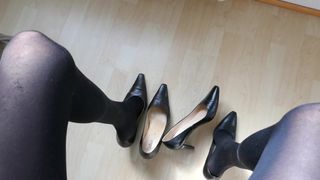 High heel swapping and dangling in stockings