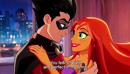 STARFIRE VE ROBIN BUHARLı ÇATı KATı ROMANTIZMI - ateşli 3 boyutlu anime çift
