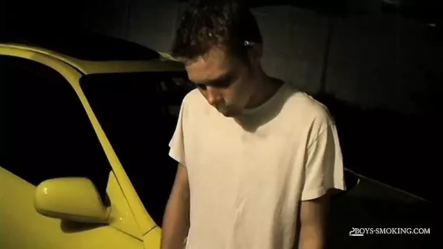 Gay Teen Stroked His Throbbing Cock While Smoking A Cig
