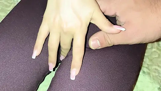 Sexy Panty-clad stepsister lets me touch her virgin cunt and follow her contour