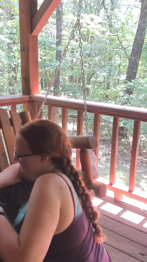 Outdoor Porch Swinging Blow Job and Pussy Licking with Ginger MILF Wife With Long Braided Hair | Clip 1