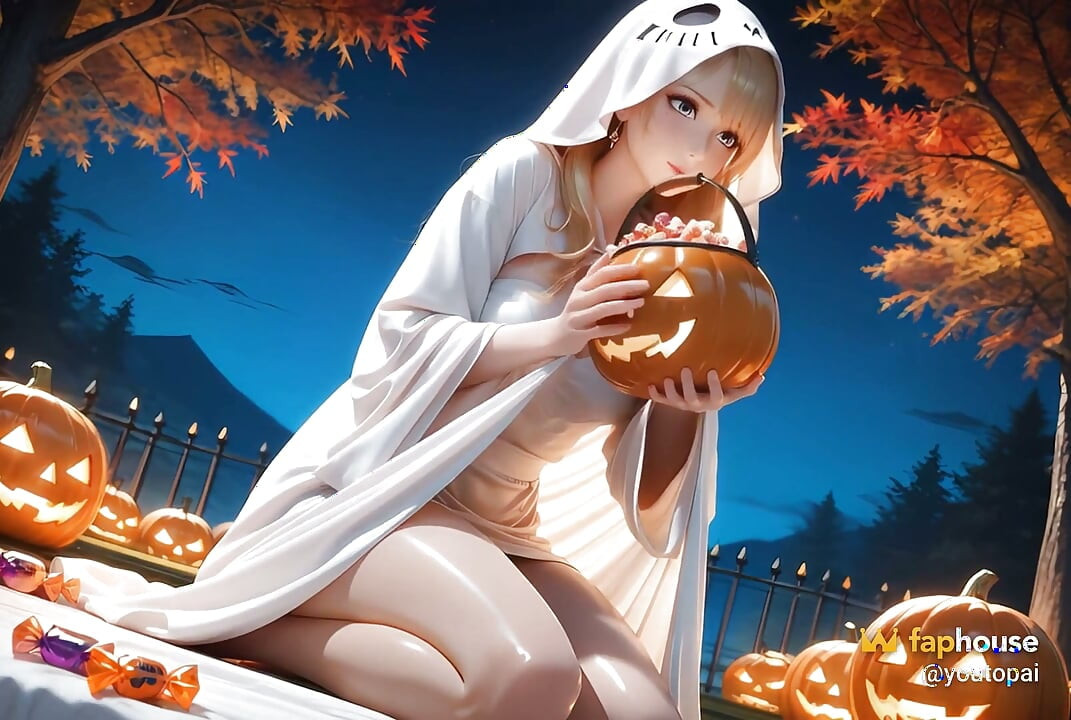 A Girl Collects Candy with the Phrase Candy or Sex in the Ai Version of Halloween