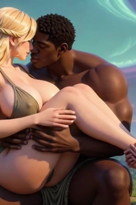 90 Year Old Granny Foot Slave - Licking Girl's Feet While on Black Man's Lap