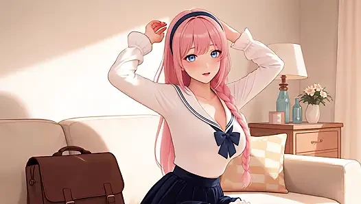 Lustful Pink Haired Cutie Outdoor Stroll to Bedroom Soft